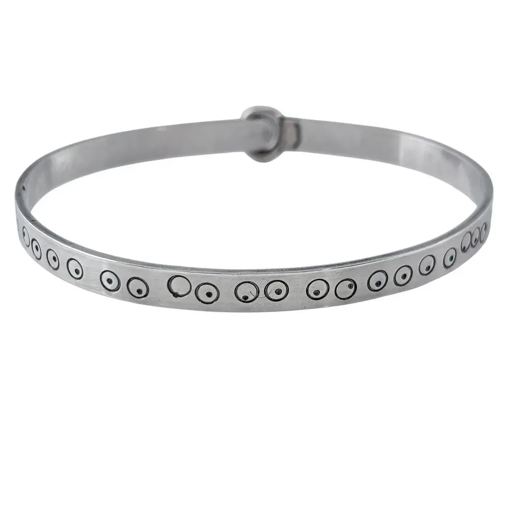 Vintage Sterling Silver 925 Stamped Circle Hook Bracelet 6.75
